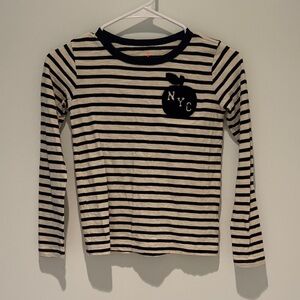 Crewcuts Black and Cream Striped Long Sleeve Tee